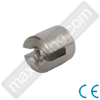 Връзка на квадратна ръкохватка към вертикални въжета от Ø4мм. Неръждаема стомана AISI 304. Сатенирана.